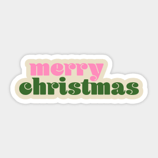 Merry Christmas in Pink and Green Sticker